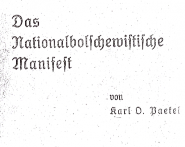 Tomasz Kosiński - Szkice z dziejów narodowego bolszewizmu w Niemczech 1918 – 1934. Wybrane fragmenty z „Manifestu narodowo – bolszewickiego” K. O. Paetela z 1933 roku